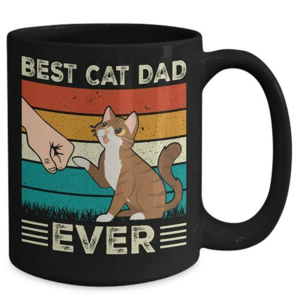 Best Cat Dad Ever Coffee Mug, Father's Day Gift, Funny Tea Cup 11oz
